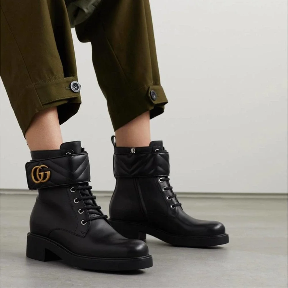 GUCCI Marmont gg logo leather boots - Picture 2 of 4